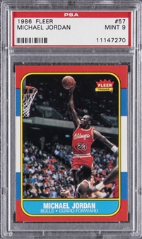 1986/87 Fleer #57 Michael Jordan Rookie Card - PSA MINT 9